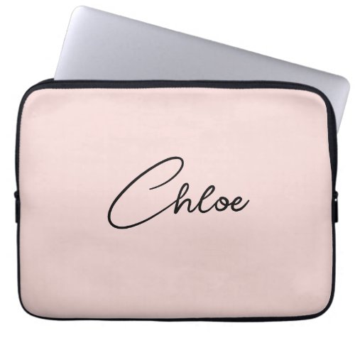 Modern Handwritten Signature Script Blush Laptop Sleeve