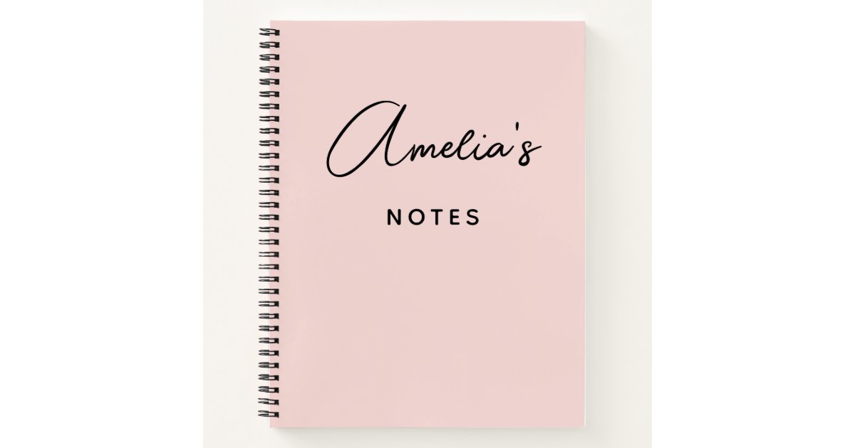 Elegant Sketchbook Your Name Script Pink Notebook, Zazzle