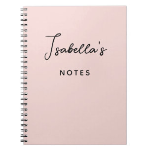 Modern Handwritten Signature Script Blush Notebook