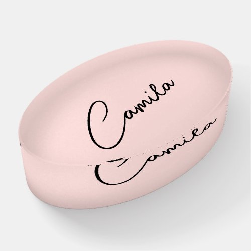 Modern Handwritten Signature Script Blush Paperweight