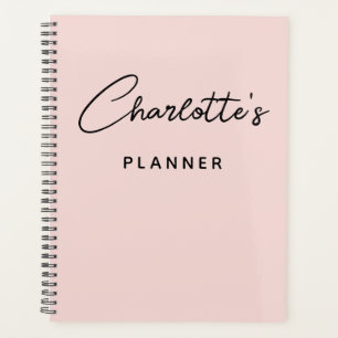 Modern Handwritten Signature Script Blush Planner