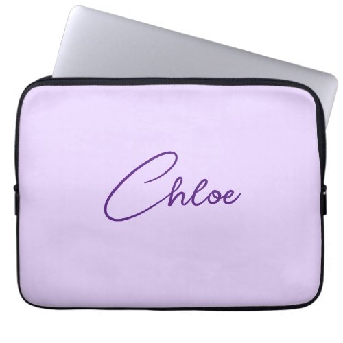 Modern Handwritten Signature Script Lavender Laptop Sleeve