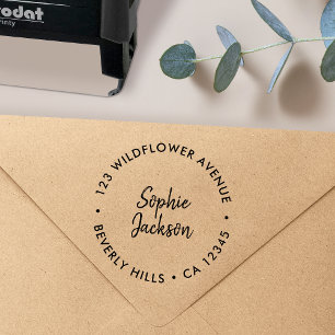 Modern Handwritten   Simple Round Return Address Self-inking Stamp