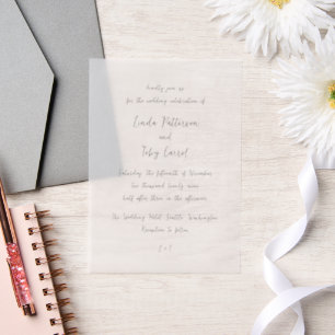 Modern Handwritten Simple Wedding Vellum Invitations