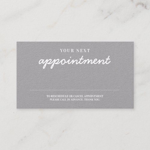  Modern Handwritten Stylish Grey Reminder  Appointment Card