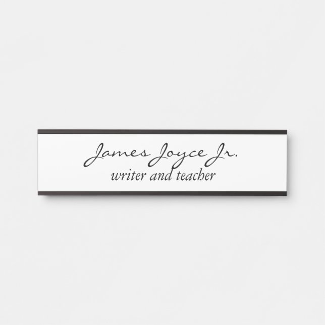 Modern Handwritten Stylish Name Profession Door Sign (Front)