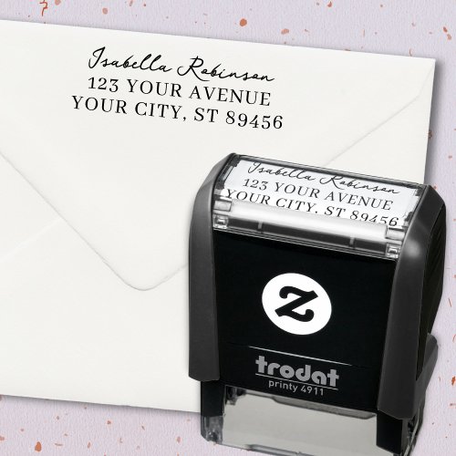 Modern Handwritten Stylish Return Address  Self_inking Stamp