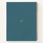 Modern Handwritten Teal Blue Gold Frame Notebook (Back)