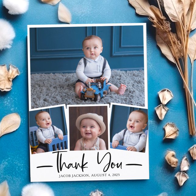 Modern Handwritten Thank You Photo Collage Card (Creator Uploaded)