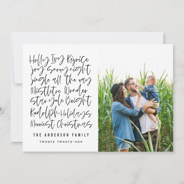 Modern Handwritten typography Holiday Photo (Front)