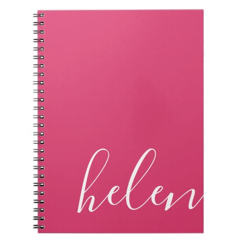 Modern Handwritten Typography Script Name in Pink Notebook