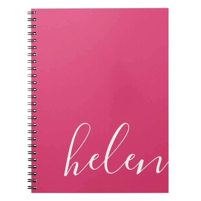 Modern Handwritten Typography Script Name in Pink Notebook (Front)