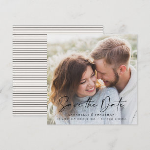 Modern handwritten typography wedding 1 photo save the date