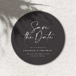Modern handwritten typography wedding announcement<br><div class="desc">Modern classy typography bold wedding save the date card. With modern,  elegant typography and striped backer design. Colors can be customized.</div>