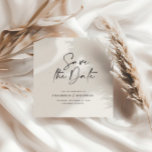 Modern handwritten typography wedding announcement<br><div class="desc">Modern classy typography bold wedding save the date card. With modern,  elegant typography and striped backer design. Colors can be customized.</div>
