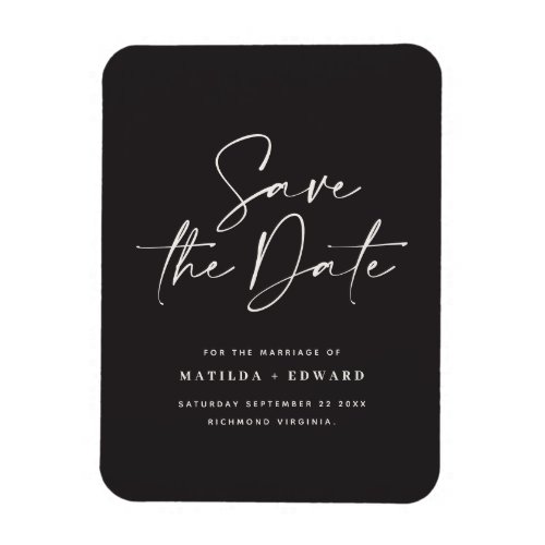 Modern handwritten typography wedding announcement magnet