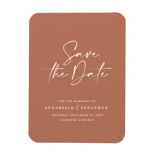 Modern handwritten typography wedding announcement magnet