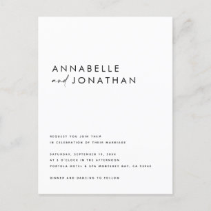 Modern handwritten typography wedding postcard