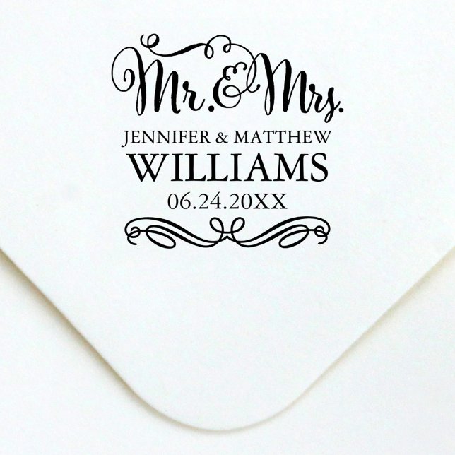 Modern Handwritten Wedding Couple Monogram Self-inking Stamp (Creator Uploaded)