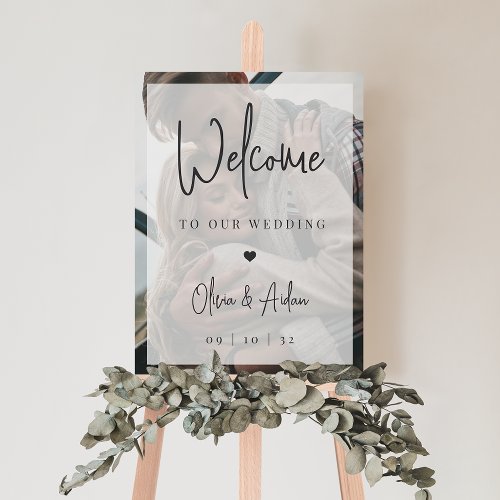 Modern Handwritten Wedding Photo Welcome Sign