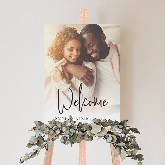 Modern Handwritten Wedding Photo Welcome Sign (Creator Uploaded)