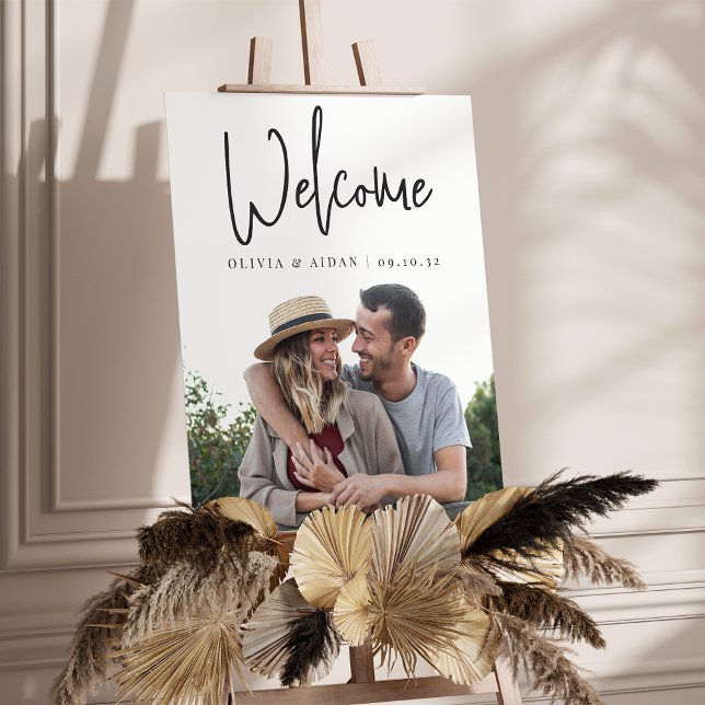 Modern Handwritten Wedding Photo Welcome Sign (Creator Uploaded)