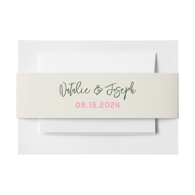 Modern Handwritten Whimsical Fun Retro Wedding Invitation Belly Band (Front Example)