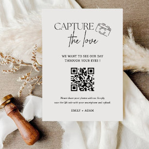 Modern Handwritting Capture The Love QR code  Enclosure Card