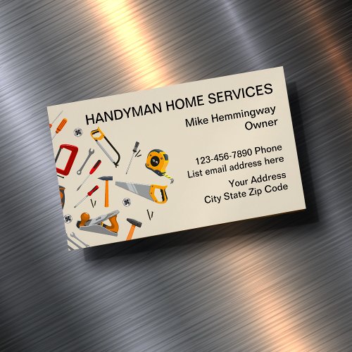 Modern Handyman Business Card Magnets