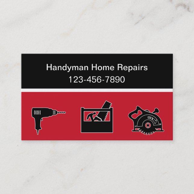 Modern Handyman Business Cards (Front)