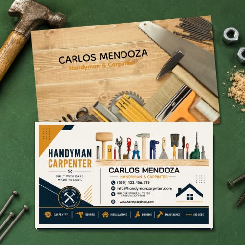 Modern Handyman Business Professional Carpenter Card