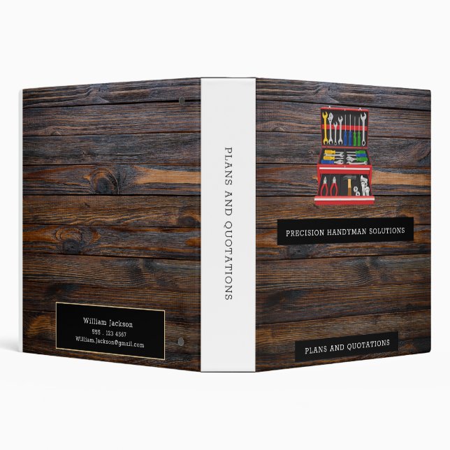 Modern handyman construction custom logo 3 ring binder (Background)