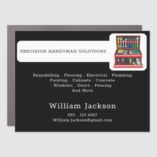 Modern handyman construction custom logo car magnet (Front)