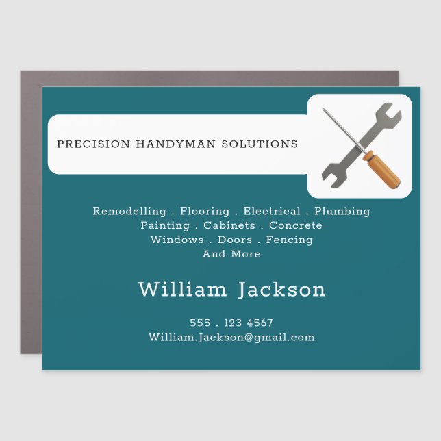 Modern handyman construction custom logo car magnet (Front)