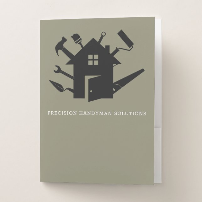 Modern handyman construction custom logo pocket folder (Front)