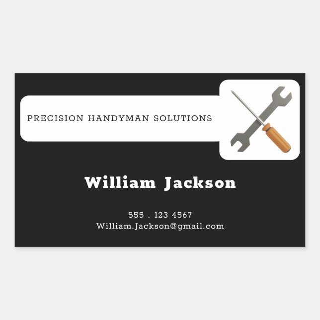 Modern handyman construction custom logo rectangular sticker (Front)