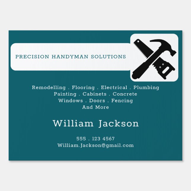 Modern handyman construction custom logo sign (Front)