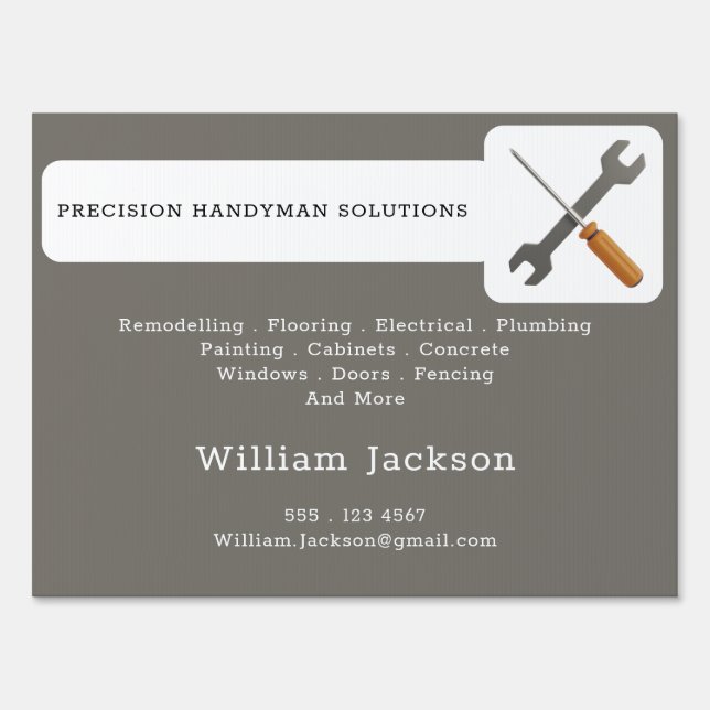 Modern handyman construction custom logo sign (Front)