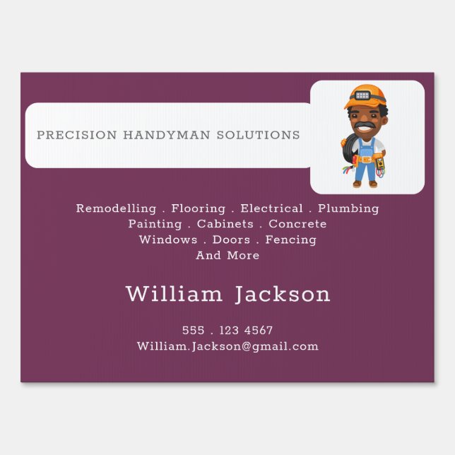 Modern handyman construction custom logo sign (Front)