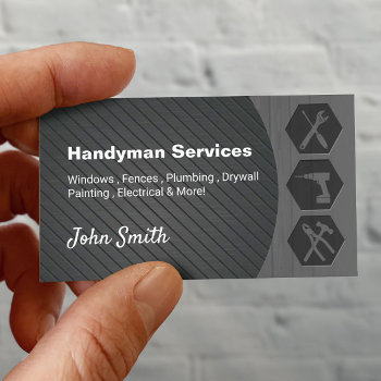 Modern Handyman Construction Remodeling Business Card by BlackEyesDrawing at Zazzle