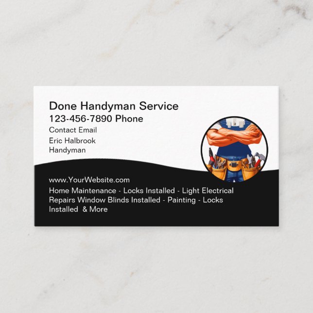 Modern Handyman Home Services Business Cards (Front)