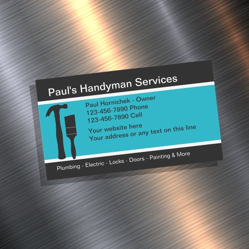 Modern Handyman Magnetic Business Cards