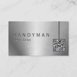 Modern Handyman Metallic Stainless Steel QR Code Business Card