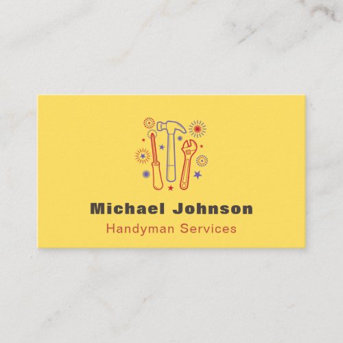 Modern Handyman Services Colorful Tools Plumber    Business Card