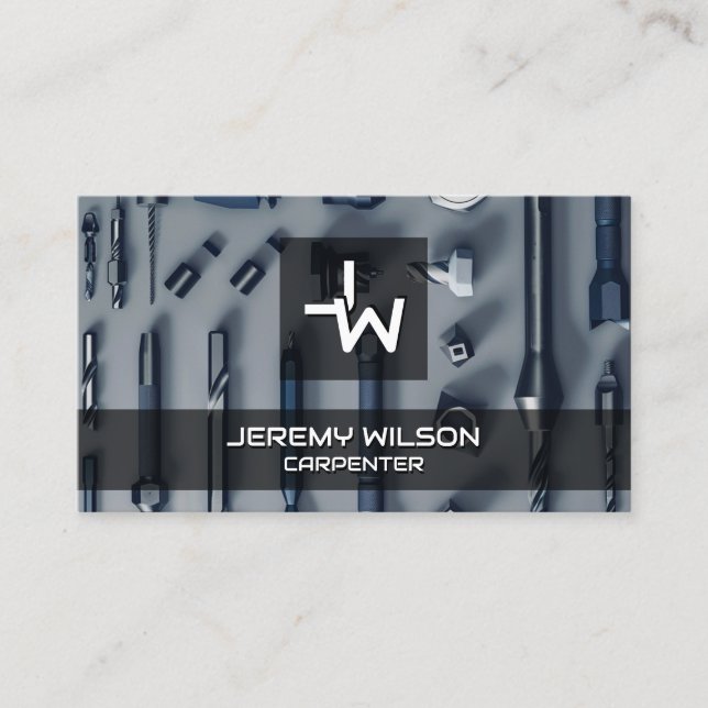 Modern Handyman Woodworker Carpenter Construction Business Card (Front)