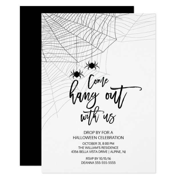 Modern Hang Out With Us Spider Halloween Party Invitation