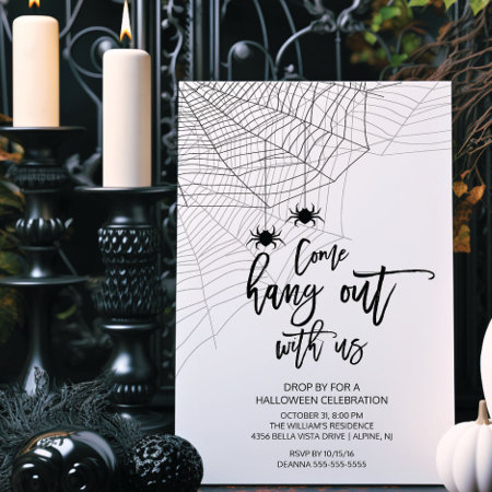 Modern Hang Out With Us Spider Halloween Party Invitation
