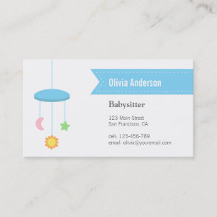 Modern Hanger Toys Babysitting Business Cards