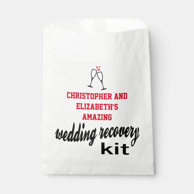 Modern Hangover Guest Recovery Kit Wedding Favor Bag (Front)