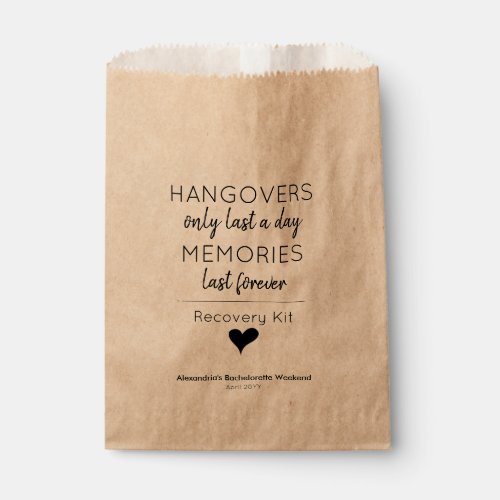 Modern Hangover Relief Recovery Kit Wedding Favor Bag